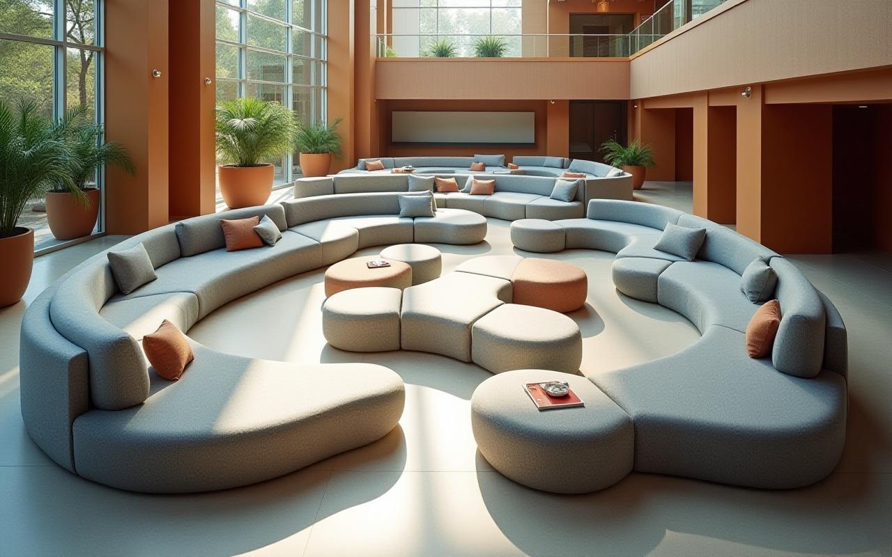 Large modular sectional sofa in hotel lobby